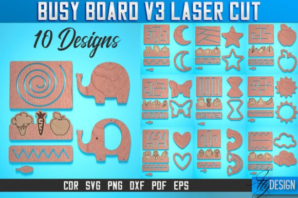 Busy Board Laser Cut SVG Baby Game V.3 for Crafts & Graphics