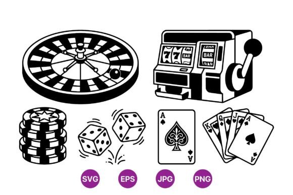 Casino Game Icon Vector Set: Graphics & Illustrations