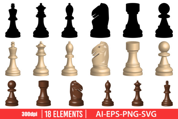 Chess Game Pieces Clipart Vector Design for Digital Publishing