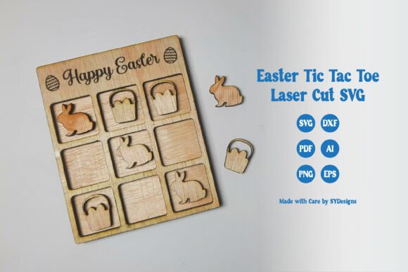 Easter Tic Tac Toe Laser Cutting SVG for Spring Amp