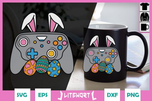 Easter Video Game Bunny Eggs SVG for Graphics & Crafts