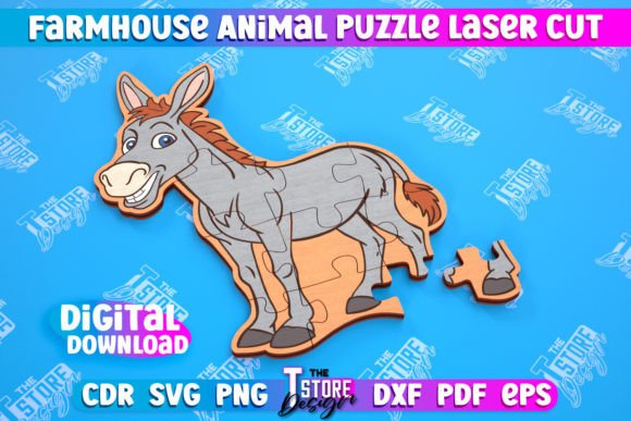 Farmhouse Puzzle Donkey Shape Puzzle for Laser Cutting