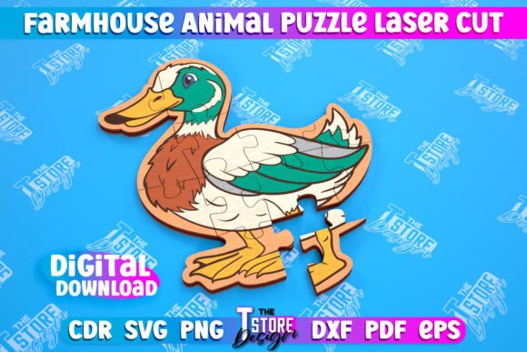 Farmhouse Puzzle Duck Laser Cutting Puzzles