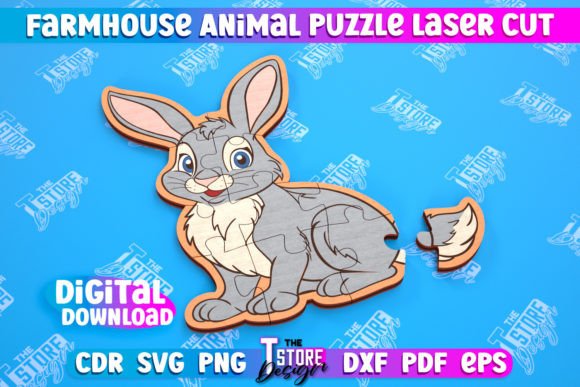 Farmhouse Puzzle Hare Shape Puzzle: Laser Cutting for Puzzles