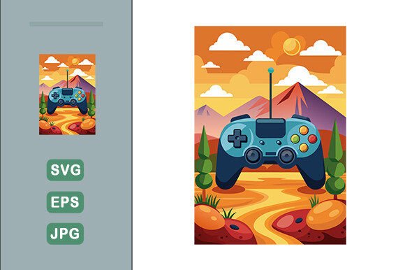 Game Controller Vector Landscape Illustrations & Graphics