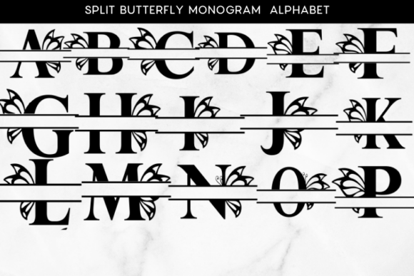 Split Butterfly Monogram Alphabet SVG for Laser Cutting & Art