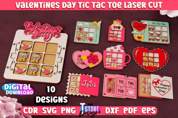 Valentine s Day Tic Tac Toe Bundle CNC