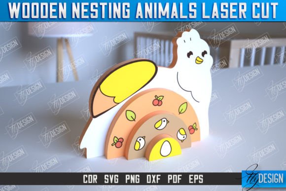 Wooden Nesting Chicken Rainbow CNC for Laser Cutting & Other Toys Amp
