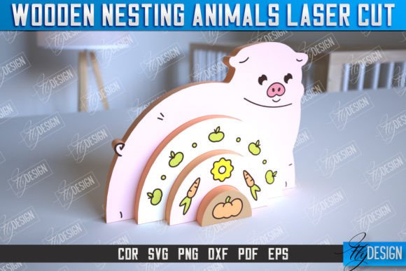 Wooden Nesting Pig Rainbow CNC File: An Embroidery Designer's Review