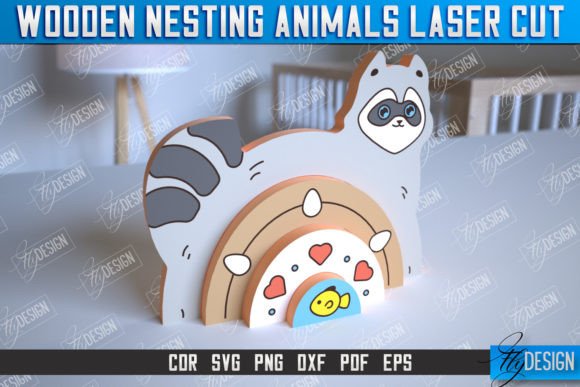 Wooden Nesting Raccoon CNC Laser Cutting Toy